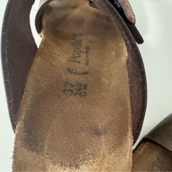 Birkenstock Dorothy Papillio 6-6.5 Brown Cork Wedge Slide Sandals  Dual Straps - Picture 9 of 9